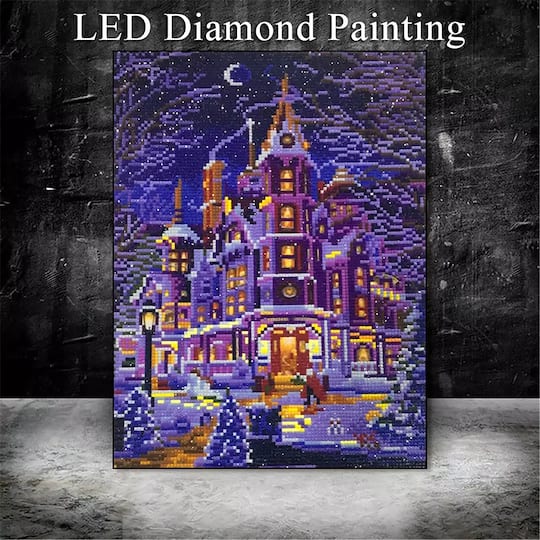 Sparkly Selections House in Winter Pre-Framed Diamond Painting Kit with Backlighting